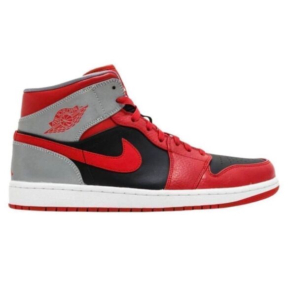 NIKE Air Jordan 1 Mid 'Fire Red' GS Sneakers Size 6Y/W7.5 - Picture 1 of 10